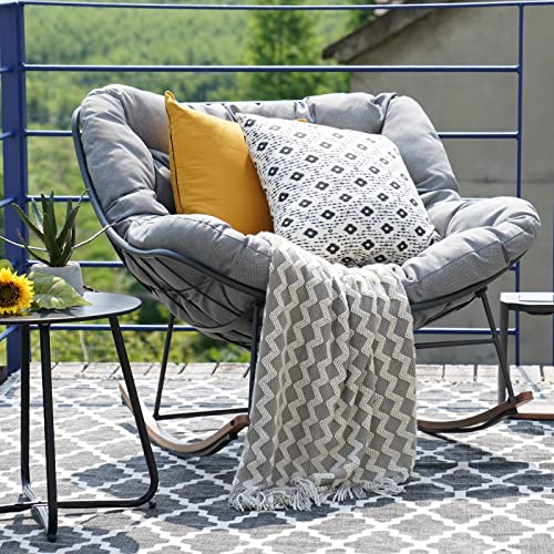 Grand patio Outdoor Rocking Chair, Comfy Modern Steel Rocker Chair with Cushion for Porch, Balcony, Patio, Garden, Yard, Gray