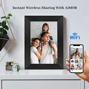 Digital Picture Frame 8 Inch WiFi Digital Photo Frame IPS HD Touch Screen Smart Cloud Photo Frame with 8GB Storage, Auto-Rotate, Easy Setup to Share Photos or Videos Remotely via AiMOR APP