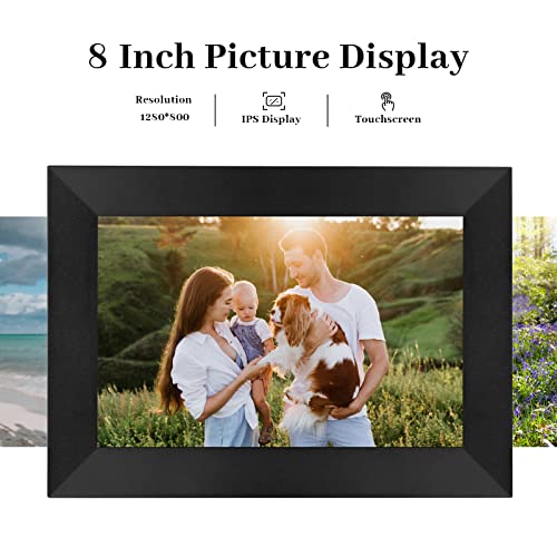 Digital Picture Frame 8 Inch WiFi Digital Photo Frame IPS HD Touch Screen Smart Cloud Photo Frame with 8GB Storage, Auto-Rotate, Easy Setup to Share Photos or Videos Remotely via AiMOR APP