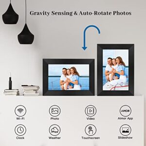 Digital Picture Frame 8 Inch WiFi Digital Photo Frame IPS HD Touch Screen Smart Cloud Photo Frame with 8GB Storage, Auto-Rotate, Easy Setup to Share Photos or Videos Remotely via AiMOR APP
