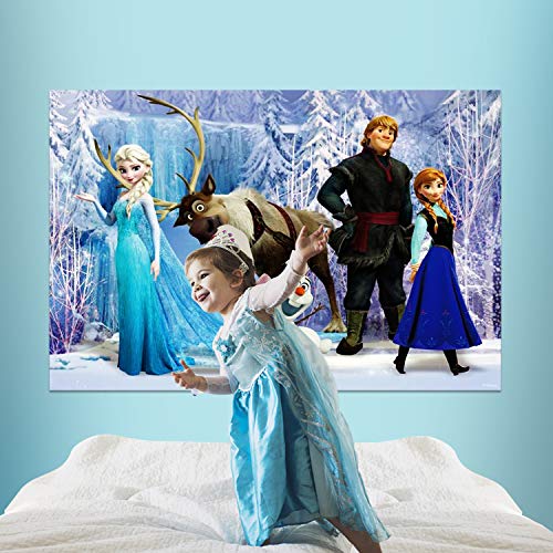 Elsa Backdrop Birthday Banner for Girl Frozen Elsa Princess Party Supplies Baby Shower Ice Snow Castle Background Photography