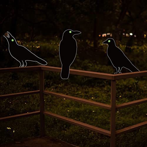 Halloween Fence Decorations, Outdoor Scary Black Crows Raven Large Garden Yard Decor, Corrugated Plastic Waterproof Fence Decorations for Yard Garden Patio Deck