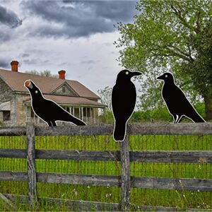 Halloween Fence Decorations, Outdoor Scary Black Crows Raven Large Garden Yard Decor, Corrugated Plastic Waterproof Fence Decorations for Yard Garden Patio Deck