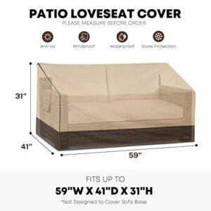 PaitoGem Heavy Duty Outdoor Couch Cover 100% Waterproof 600D Oxford, Outdoor Furniture Cover Waterproof, 2-Seater UV-resistant Patio Sofa Covers, Lawn Patio Furniture Cover with Air Vents, Deep Small