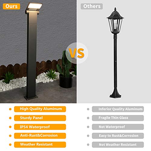 Inowel Light Outdoor Pathway LED Lights Modern European Design Garden Lights Adjustable Landscape Lighting Decorative Bollard Lamp IP54 Waterproof Grey Aluminum for Walkway Patio Lawn 10W 700Lm 3000K