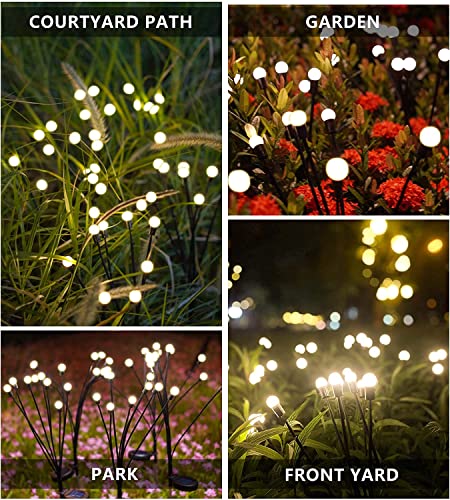 BINFENNY Solar Powered Firefly Lights - Outdoor Solar Firefly Garden Lights Vibrant Swaying Garden Light Waterproof Decorative Solar Lights for Yard Patio Pathway Decoration Warm 2Pack