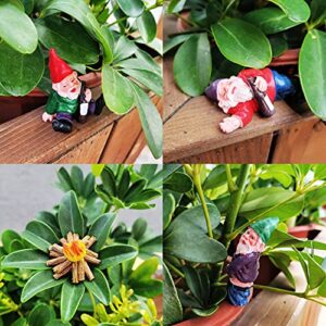 4pcs Miniature Gnome Fairy Garden,Collectible Garden Gnome with Fire Set,Garden Accessories Ornaments Decorations,Garden Gnomes Figurines Mini Landscape Gnome Statue for Outdoor/House Decor Gift