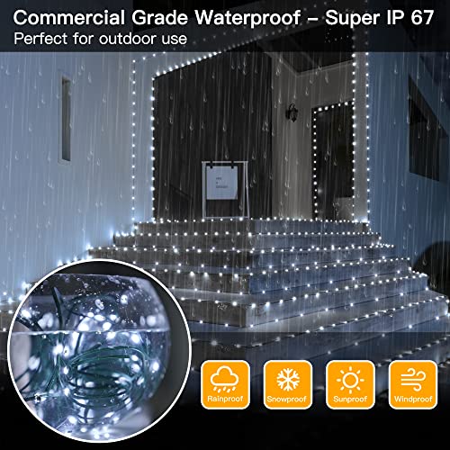 Ollny Christmas Lights Outdoor, Super Long 300FT 900LED White Christmas Lights, 8 Mode Christmas Tree Lights with Remote, IP67 Waterproof Fairy String Light Plug in for Indoor Xmas Decorations