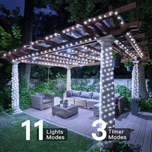 Ollny Christmas Lights Outdoor, Super Long 300FT 900LED White Christmas Lights, 8 Mode Christmas Tree Lights with Remote, IP67 Waterproof Fairy String Light Plug in for Indoor Xmas Decorations