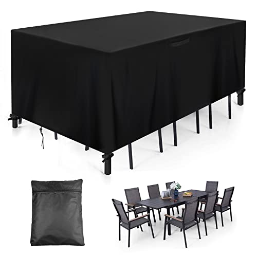 Relime Patio Furniture Covers, 53 x 53 x 29 inch Waterproof Patio Cover, Durable 420D UV Protection Outdoor Table Set Cover with 4 Windproof Buckles No Tears Anti UV No Fading