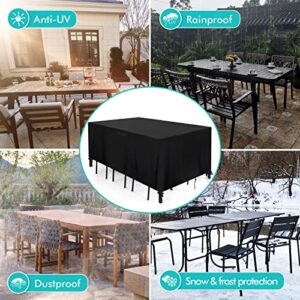 Relime Patio Furniture Covers, 53 x 53 x 29 inch Waterproof Patio Cover, Durable 420D UV Protection Outdoor Table Set Cover with 4 Windproof Buckles No Tears Anti UV No Fading