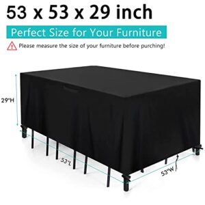 Relime Patio Furniture Covers, 53 x 53 x 29 inch Waterproof Patio Cover, Durable 420D UV Protection Outdoor Table Set Cover with 4 Windproof Buckles No Tears Anti UV No Fading