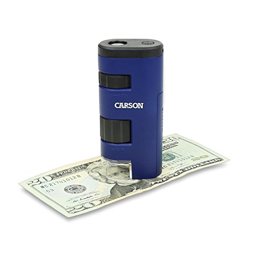 Carson Pocket Micro 20x-60x LED Lighted Zoom Field Microscope with Aspheric Lens System (MM-450),Blue