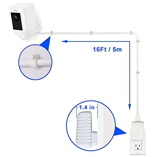 KAROTTO 16Ft Charging Cable with Adapter for Ring Camera,Ring Power Cord for Ring Stick Up Cam Battery,Ring Spotlight Cam Battery