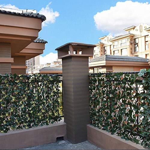 Garden Land Expandable Fence Privacy Screen for Balcony Patio Outdoor,Decorative Faux Ivy Fencing Panel,Artificial Hedges (2PC,Single Sided Leaves)…