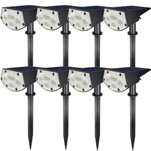 wbm smart 20 led solar landscape spotlights, ip65 waterproof solar powered wall lights 2-in-1 wireless outdoor solar landscaping light for yd garden driveway porch, 8count, pack of 2 (le-05-4pk)