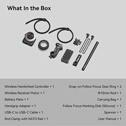 SmallRig MagicFIZ Wireless Follow Focus Basic Kit with Handwheel Controller and Receiver Motor, 100m / 328ft Remote Focus Control for DSLR and Cine Lenses - 3781