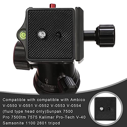 2 Pieces 41 mm QR Release Plate Camera Tripod Ball Head Quick Release Plate Replacement Compatible with Ambico V-0552 V-0554, Sunpak 7500 Pro 7500tm 7575, Kalimar Pro-tech V-40