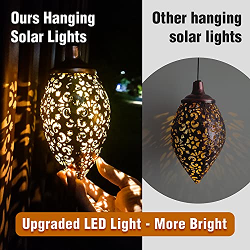 Hanging Solar Lights, Outdoor Solar Garden Lantern Retro Metal Yard Decor Solar LED Lamp Waterproof for Patio, Yard, Lawn, Pathway Decor