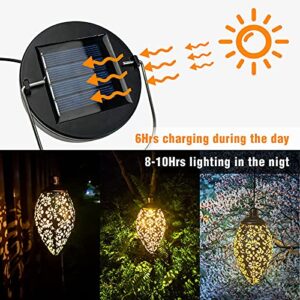 Hanging Solar Lights, Outdoor Solar Garden Lantern Retro Metal Yard Decor Solar LED Lamp Waterproof for Patio, Yard, Lawn, Pathway Decor