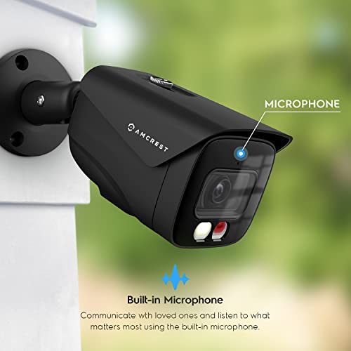 Amcrest UltraHD 4K (8MP) IP PoE AI Camera, FOV 129°, 49ft Color Nightvision, Security Outdoor Bullet Camera, Human & Vehicle Detection, Active Deterrent, 4K @15fps, IP8M-2796EB-AI (Black)