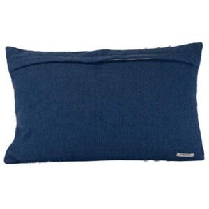 Foreside Home & Garden FIPL09784 Blue Decorative Hand Woven 14x22 Outdoor Throw Pillow with Pulled Curly Yarn Accents