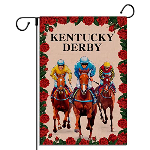 Kentucky Derby Garden Flag Churchill Downs Run For The Roses Horse Racing Yard Outdoor Welcome Sign Decoration