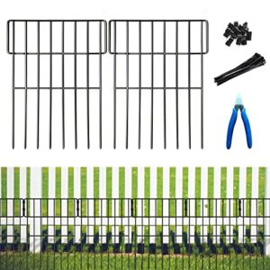 10 pcs animal barrier fence, 1.52inch spike spacing no dig fence 13″l x 17″h, rustproof metal wire fencing for rabbits dog ground stakes defence and outdoor patio decorative fences total length 10.8ft