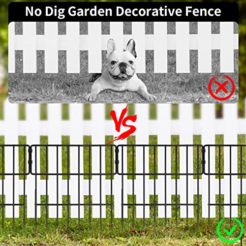 10 Pcs Animal Barrier Fence, 1.52inch Spike Spacing No Dig Fence 13"L x 17"H, Rustproof Metal Wire Fencing for Rabbits Dog Ground Stakes Defence and Outdoor Patio Decorative Fences Total Length 10.8Ft