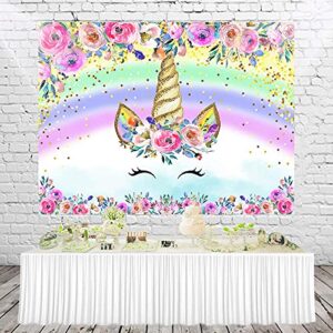 HUAYI 5x3ft Unicorn Party Wall Decorations Rainbow Baby Shower Flowers Birthday Dessert Table Banner Photo Booth phonecall Photography Backdrop Background for Photo Studio w-1769