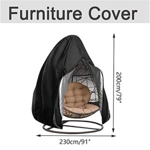 Timisea Egg Chair Cover Double Patio Hanging Egg Chair Cover Swinging Egg Chair Cover Polyester Taffeta Waterproof Heavy Duty Garden Rattan Wicker Swing Chair Outdoor Furniture Cover,(91''H x 80''W)