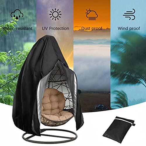 Timisea Egg Chair Cover Double Patio Hanging Egg Chair Cover Swinging Egg Chair Cover Polyester Taffeta Waterproof Heavy Duty Garden Rattan Wicker Swing Chair Outdoor Furniture Cover,(91''H x 80''W)