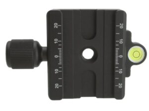 desmond dac-60 60mm qr clamp 3/8″ w 1/4″ adapter & level arca-swiss compatible for tripod head quick release