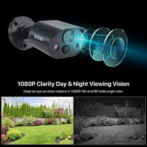 ZOSI C303 1080p HD-TVI Security Camera Outdoor Indoor with Audio Recording,120ft IR Night Vision, Motion Activated Spotlight & Siren Alarm,PIR Motion Deteciton, Weatherproof CCTV Bullet Camera Kit