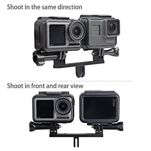 Aluminum Dual Twin Mount Adapter with Two Screw for GoPro Hero 11/10/9/8/7/(2018)/6/5 Black, 4 Session, Campark, AKASO, SJCAM, DJI Osmo Action Cameras - Suitable for Camera Housing Handheld monopod