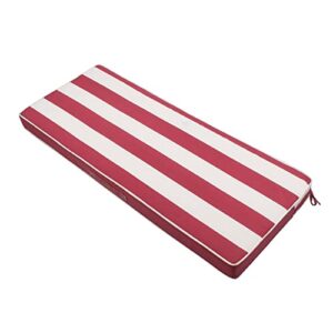 FUNHOME Water-Resistant Long Outdoor Patio Cushion with Ties, Patio Furniture Cushion Couch Seating，Indoor/Outdoor Square Corner Seat Cushion，48x18 Inch-Red Stripe