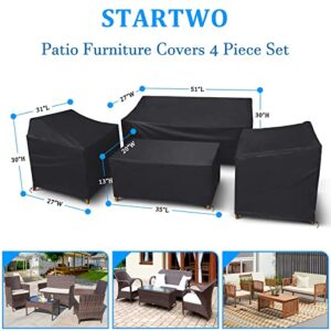 STARTWO Patio Furniture Covers,4-Piece Outdoor Veranda Patio Garden Furniture Covers Set Waterproof Heavy Duty Oxford Fabric Rattan Furniture Cover Lawn Patio Set Covers