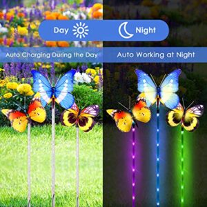 Solar Lights Outdoor, 3 Pack Waterproof Solar Garden Lights, Multi-Color Changing Solar Butterfly Lights for Outdoor Path, Yard, Lawn