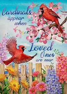 covido home decorative cardinals appear when loved ones are near spring garden flag, summer bird porch yard dogwood daisy flower outside decoration inspirational outdoor small decor double sided 12×18