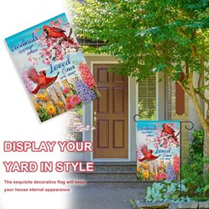 Covido Home Decorative Cardinals Appear When Loved Ones are Near Spring Garden Flag, Summer Bird Porch Yard Dogwood Daisy Flower Outside Decoration Inspirational Outdoor Small Decor Double Sided 12x18