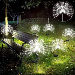 Honche Solar Garden Lights Outdoor Waterproof, LED Firefly Starburst Firework Light for Pathway Patio Lawn Backyard Flowerbed Party Christmas Decorations with 120 LEDs 8 Mode 2 Pack Cool White Oval