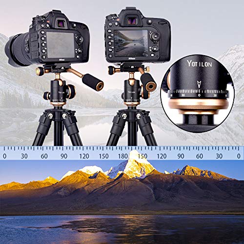 YoTilon Tripod for Camera, Portable Lightweight Travel Camera Tripod for DSLR, 360 Degree SLR Ball Tripods with 1/4 Plate for Canon Nikon Sony, Best Choice for Travel and Work.