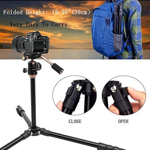 YoTilon Tripod for Camera, Portable Lightweight Travel Camera Tripod for DSLR, 360 Degree SLR Ball Tripods with 1/4 Plate for Canon Nikon Sony, Best Choice for Travel and Work.