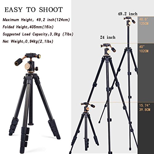 YoTilon Tripod for Camera, Portable Lightweight Travel Camera Tripod for DSLR, 360 Degree SLR Ball Tripods with 1/4 Plate for Canon Nikon Sony, Best Choice for Travel and Work.