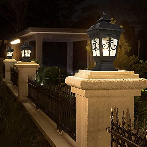 WENZIFI Outdoor Pillar Lights Modern Post Lights Fixtures E26 Aluminum Column Lights Outdoor Post Mount Lighting with Seeded Glass Waterproof Exterior Post Lamp for House Garden Backyard Patio