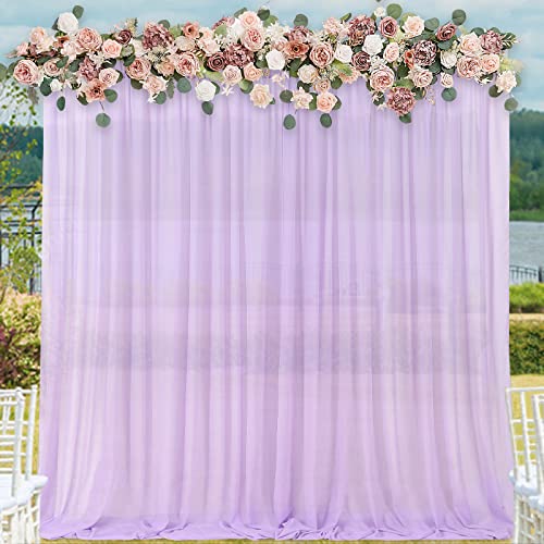 Purple Chiffon Backdrop Curtain Panels Party 10FTx10FT Light Purple Wedding Backdrop for Baby Shower Party Decorations