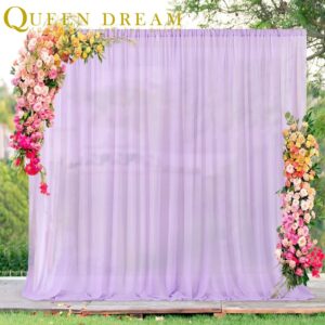 Purple Chiffon Backdrop Curtain Panels Party 10FTx10FT Light Purple Wedding Backdrop for Baby Shower Party Decorations