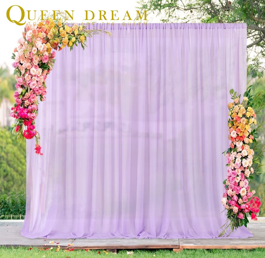 Purple Chiffon Backdrop Curtain Panels Party 10FTx10FT Light Purple Wedding Backdrop for Baby Shower Party Decorations