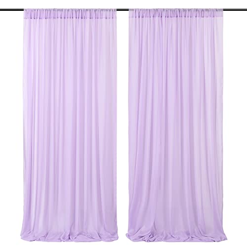 Purple Chiffon Backdrop Curtain Panels Party 10FTx10FT Light Purple Wedding Backdrop for Baby Shower Party Decorations