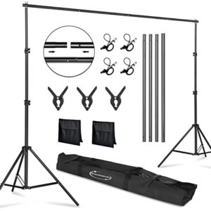 ShowMaven Backdrop Stand, 6.4ft x 10ft Adjustable Photo Background Stand with Carry Bag for Photography Photo Video Studio, Baby Shower, Birthday Party (6.4ftx10ft)